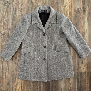 Vtg Noble Fashions 80% Wool Herringbone Peacoat Jacket Lg Lined Pockets USA Made
